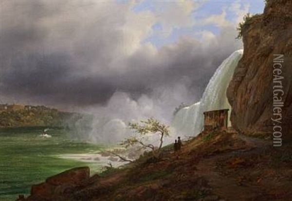 Dark Clouds Over Niagara Falls Oil Painting - Ferdinand Richardt