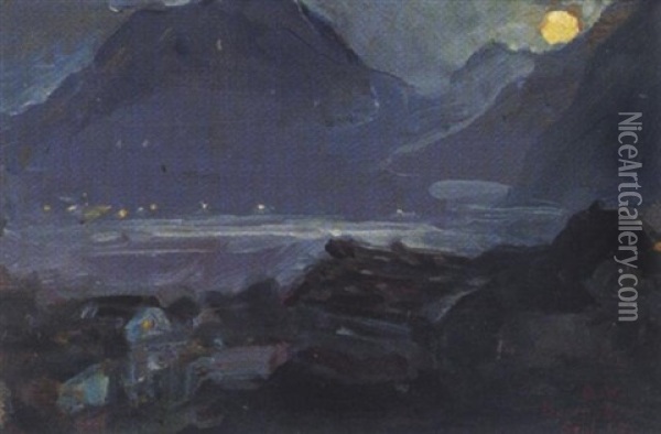 Eine Mondnacht Oil Painting - Robert Voelcker