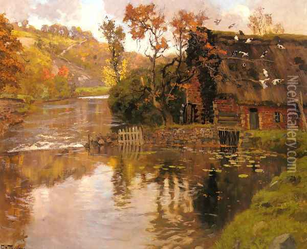 Cottage By A Stream Oil Painting - Fritz Thaulow