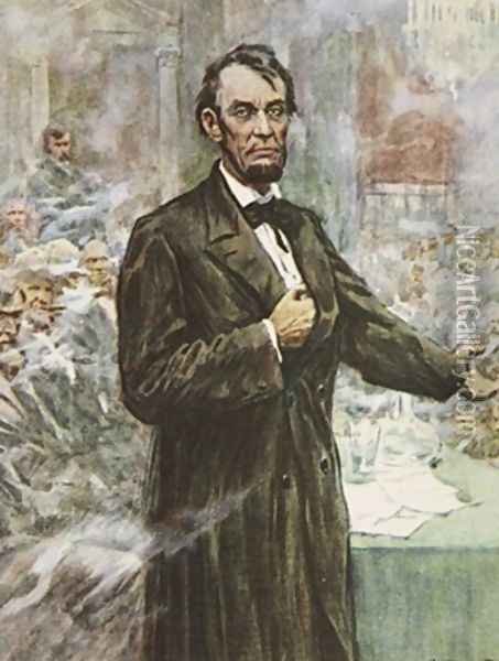 Abraham Lincoln the great Emancipator illustration from This Country of Ours The Story of the United States Oil Painting - A.C. Michael