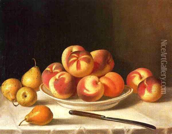 Still Life with Peaches and Pears Date unknown Oil Painting - John Francis