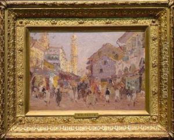 North African Market Oil Painting - Colin Campbell Cooper