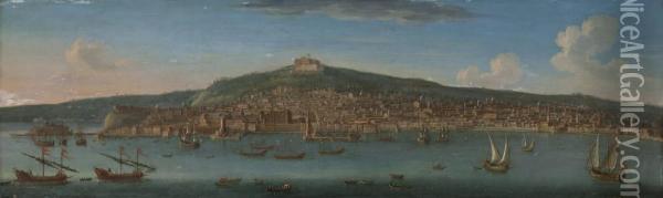 Napoli Dal Mare Oil Painting - Orazio Grevenbroeck