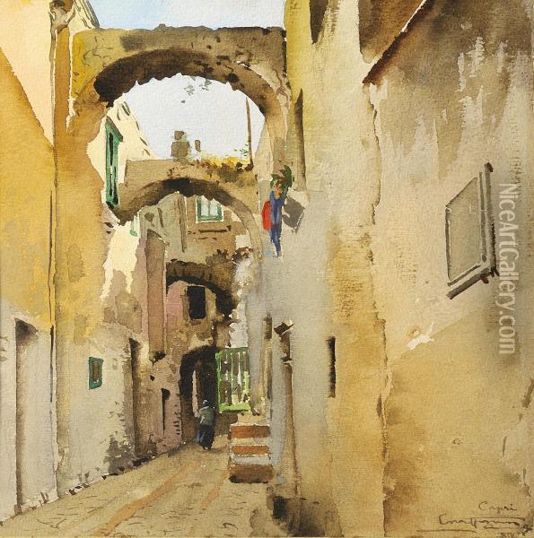 Vicolo Di Capri Oil Painting - Aurelio Craffonara