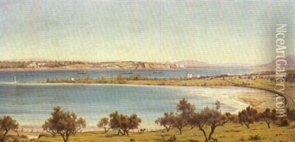 Le Canal De Ferryville, Bizerte, Tunisie Oil Painting - Auguste Bougourd