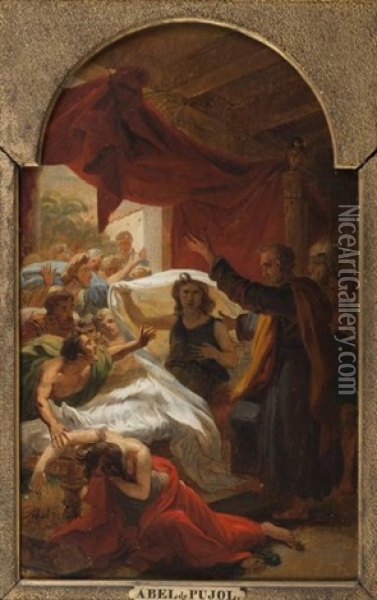Saint Pierre Ressuscitant Thabitha Oil Painting - Alexandre Abel Denis de Pujol