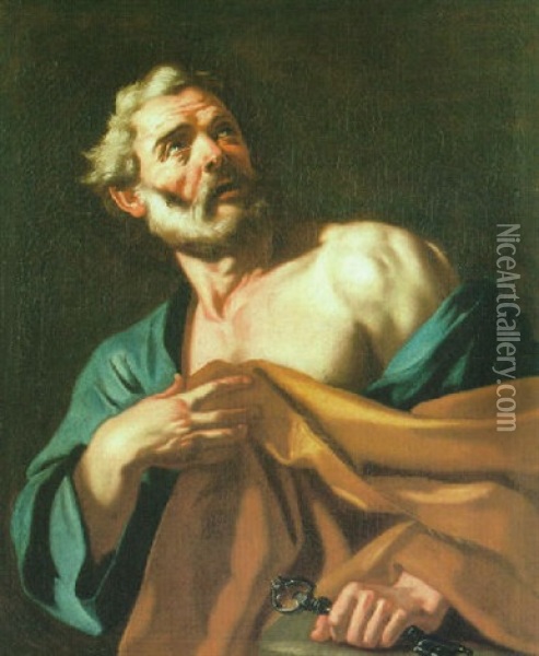 Brustbild Des Heiligen Petrus Oil Painting - Francesco de Mura