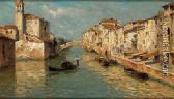 Venetian Canal Oil Painting - Ferdinando Silvani