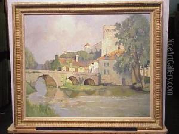 Across The Bridge Oil Painting - Georges Charles Robin