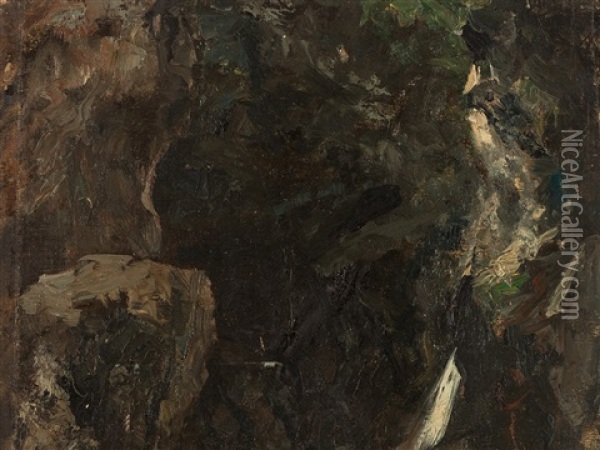 Waterfall Oil Painting - Ferdinand Brutt