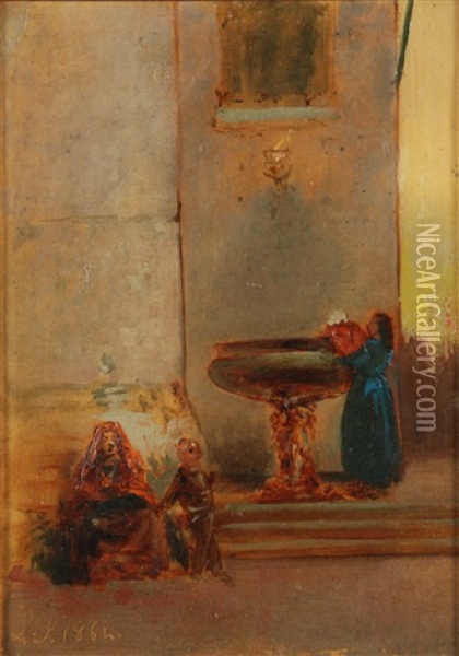 Figure In Un Interno Oil Painting - Luigi Scrosati