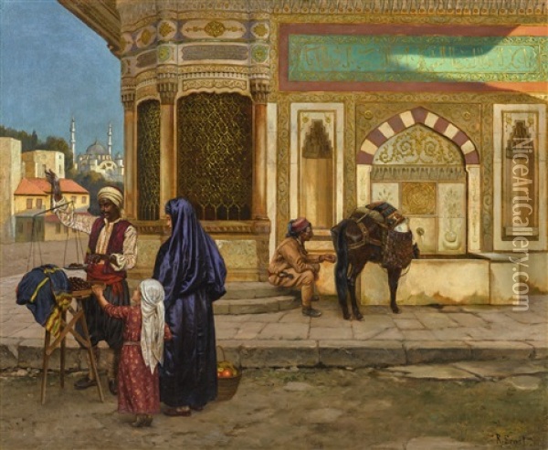 The Fountain Of Ahmed Iii, Constantinople Oil Painting - Rudolf Ernst