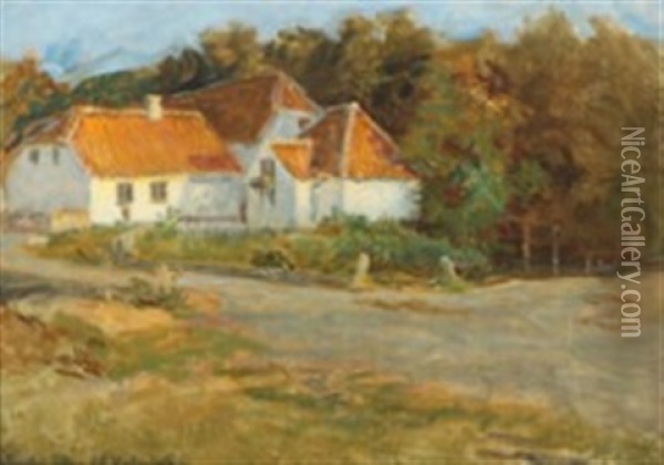 Late Summer Scenery At A Larger House In Kerteminde Oil Painting - Viggo Johansen