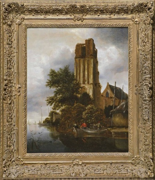 Flusslandschaft Oil Painting - Michel van Vries