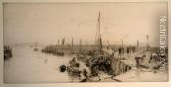 'herring Fishers Oil Painting - William Lionel Wyllie