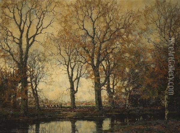 A Tranquil River Scene Oil Painting - Arnold Marc Gorter