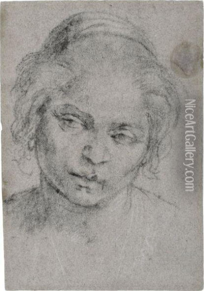 Head Of A Girl Oil Painting - Michelangelo Merisi Da Caravaggio