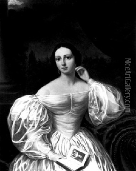 A Portrait Of A Lady Seated Oil Painting - Johann Friedrich Welsch