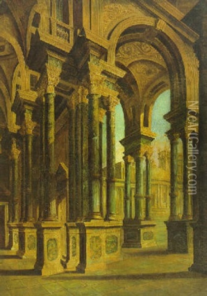 Monumentale Phantastische Palastarchitektur Oil Painting - Antonio Joli