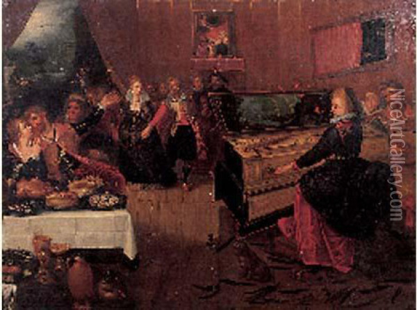 Scene De Banquet Oil Painting - Hieronymus I Francken