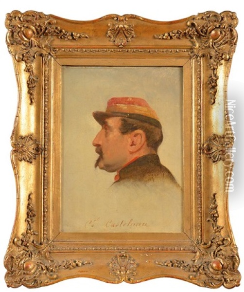 Etude De Portrait Du Colonel Castelnau Oil Painting - Adolphe Yvon