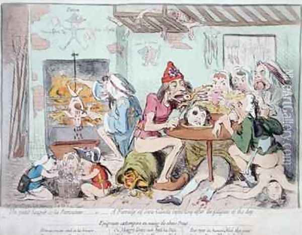 Un Petit Souper a la Parisienne or A Family of Sans Culottes Refreshing after the Fatigues of the Day Oil Painting - James Gillray