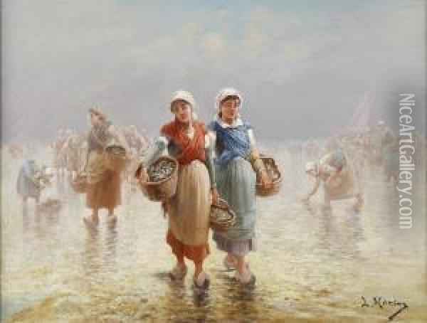 Les Ramasseuses De Coquillages Oil Painting - Louis Morin