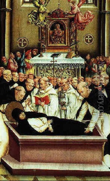 Dominikanerlegende: Die Beisetzung Des Heiligen Dominikus In Der Klosterkirche Von Bologna Oil Painting - Thomas Burgkmair
