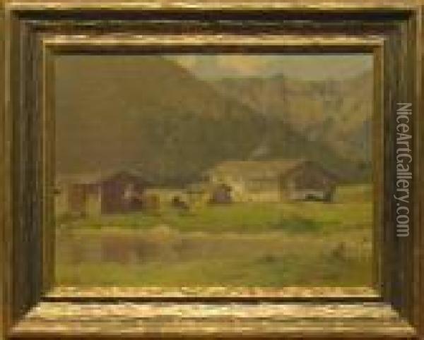 Alpine Mountain House Oil Painting - Josef Willroider