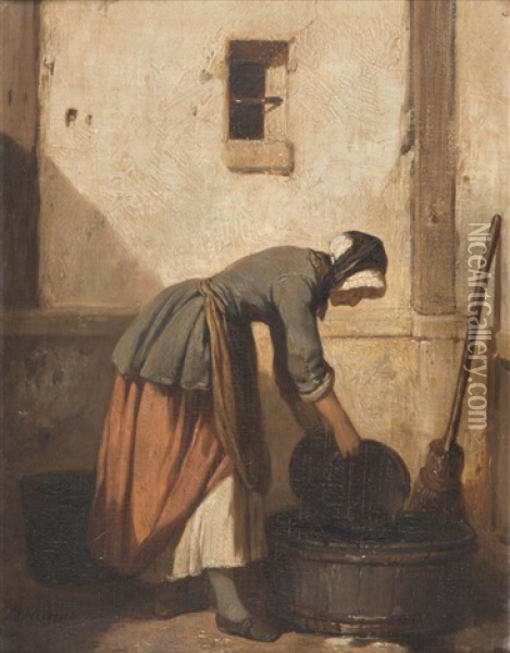 Le Lavoir Oil Painting - Joseph Beaume