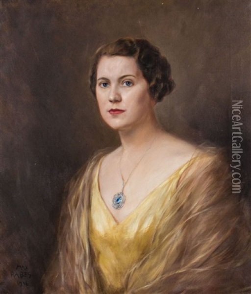 Damenportrait Oil Painting - Max Friedrich Rabes