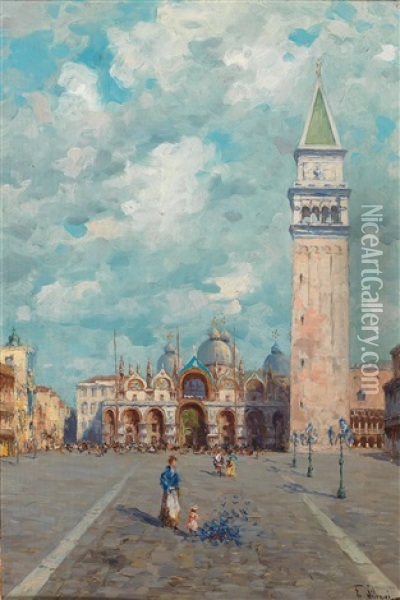 Blick Auf Die Piazza San Marco Oil Painting - Ferdinando Silvani