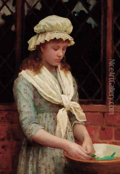 Shelling peas Oil Painting - Charles Haigh-Wood