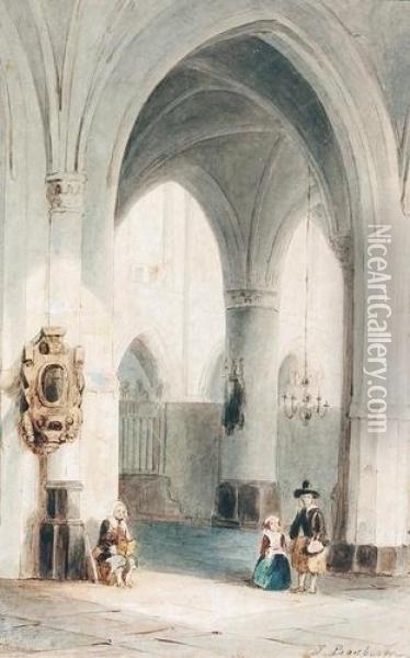 Interieur Einer Hollandischen Kirche. Oil Painting - Johannes Bosboom