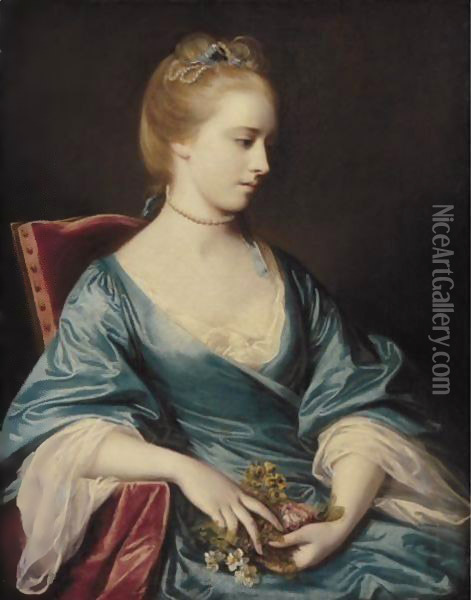 Portrait Of Miss Jacobs Oil Painting - Sir Joshua Reynolds