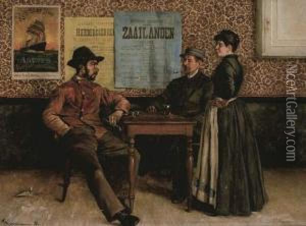 In De Herberg (1891)
Panneau Oil Painting - Jan Moerman