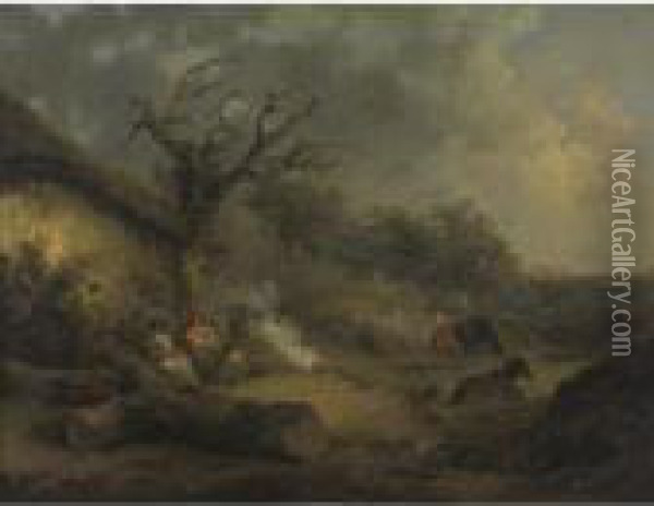 The Peasant Camp Oil Painting - George Morland