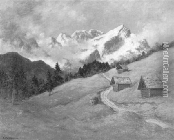 Blick Auf Alpspitze Oil Painting - Adolf Kapfhammer
