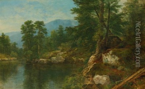Woods By A River Oil Painting - Asher Brown Durand