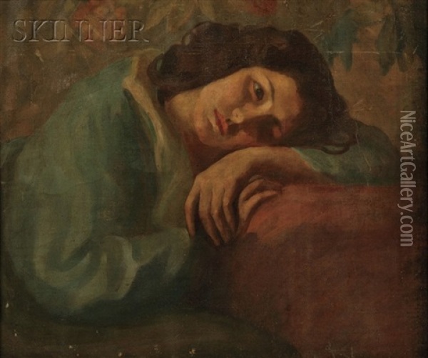 Portrait Of A Woman (josephine Preston Peabody?) Oil Painting - Kahlil Gibran