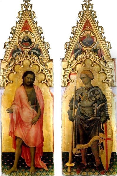 Polyptych Quaratesi St John the Baptist and St George Oil Painting - Gentile Da Fabriano