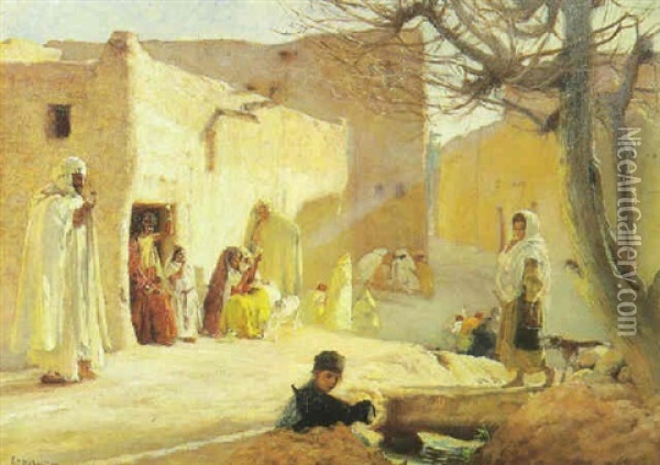 Scene Du Village Dans Le Sud-algerien Oil Painting - Louis Joseph Anthonissen