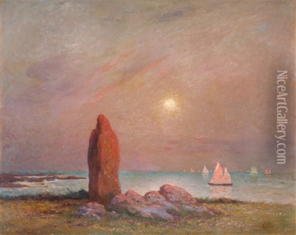 Menhir Oil Painting - Ferdinand du Puigaudeau