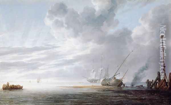 Seascape Oil Painting - Willem van de Velde the Younger