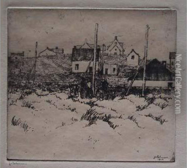 Les Maisons Dans Les Dunes / Houses Among Sand Dunes (lockeport Nova Scotia). 1906 Oil Painting - Jean Emile Laboureur