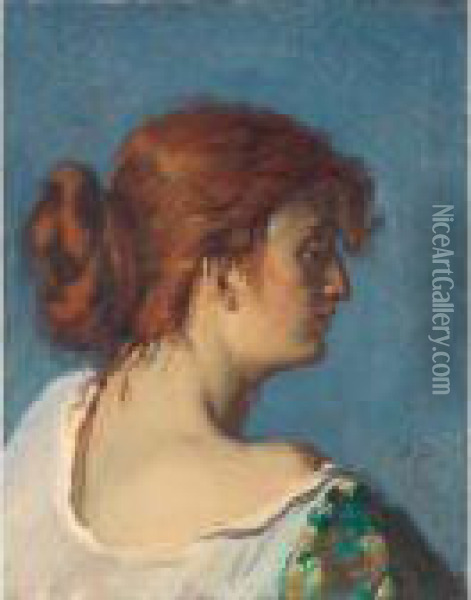 Girl With Red Hair Oil Painting - Frank Buchser