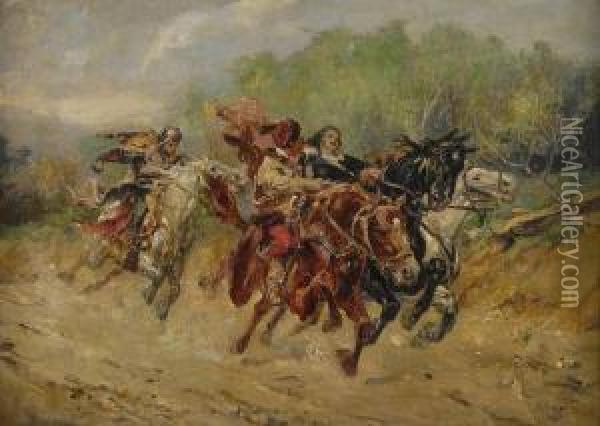 Porwanie Boguslawa, 1905 R. Oil Painting - Stanislaw Batowski-Kaczor