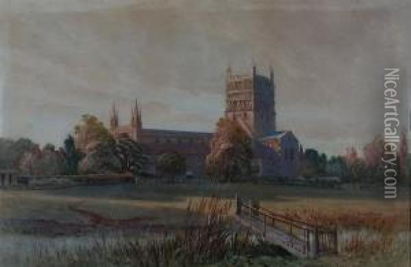 Tewkesbury Abbey In The Spring Oil Painting - Ernest Parkman
