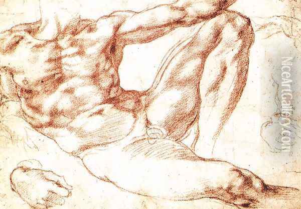Study for Adam c. 1510 Oil Painting - Michelangelo Buonarroti