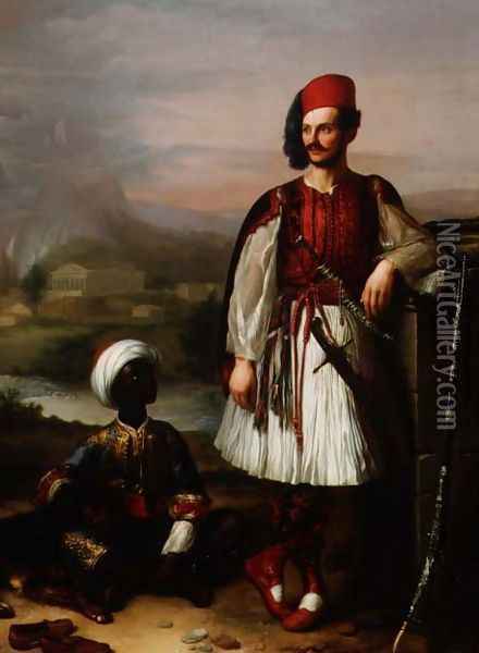 A Turk and his Servant Oil Painting - Luigi Sabatini